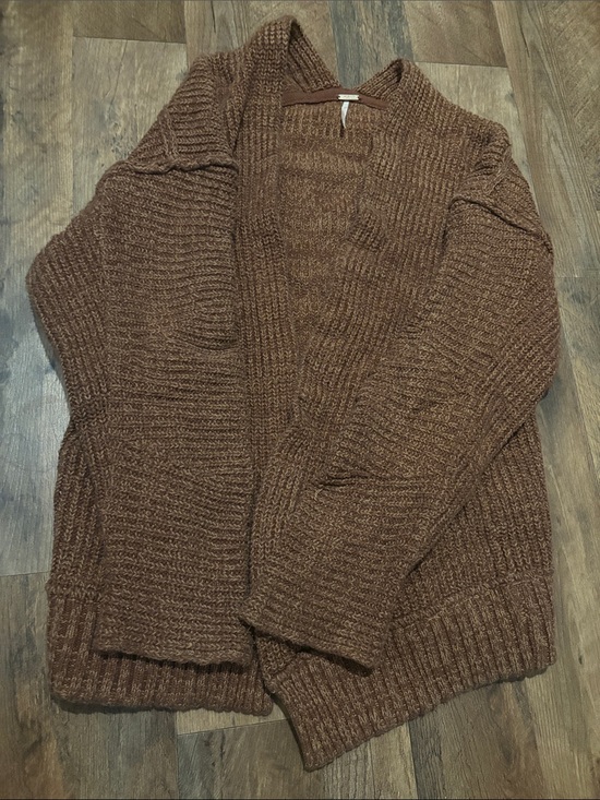 Free People Sweaters - Free People Chunky Rust Brown Open-Front Cardigan